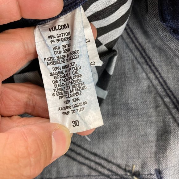 VOLCOM Riser Jeans Men 30 Dark Blue Denim Pants Slim Tapered Leg Casual Pockets - Picture 7 of 16